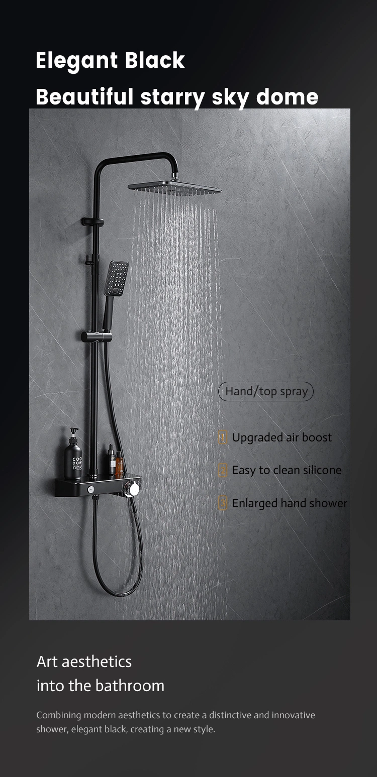 Rectangular Shower Sets Matte Black Solid Brass Shower Systems Shower Faucet System