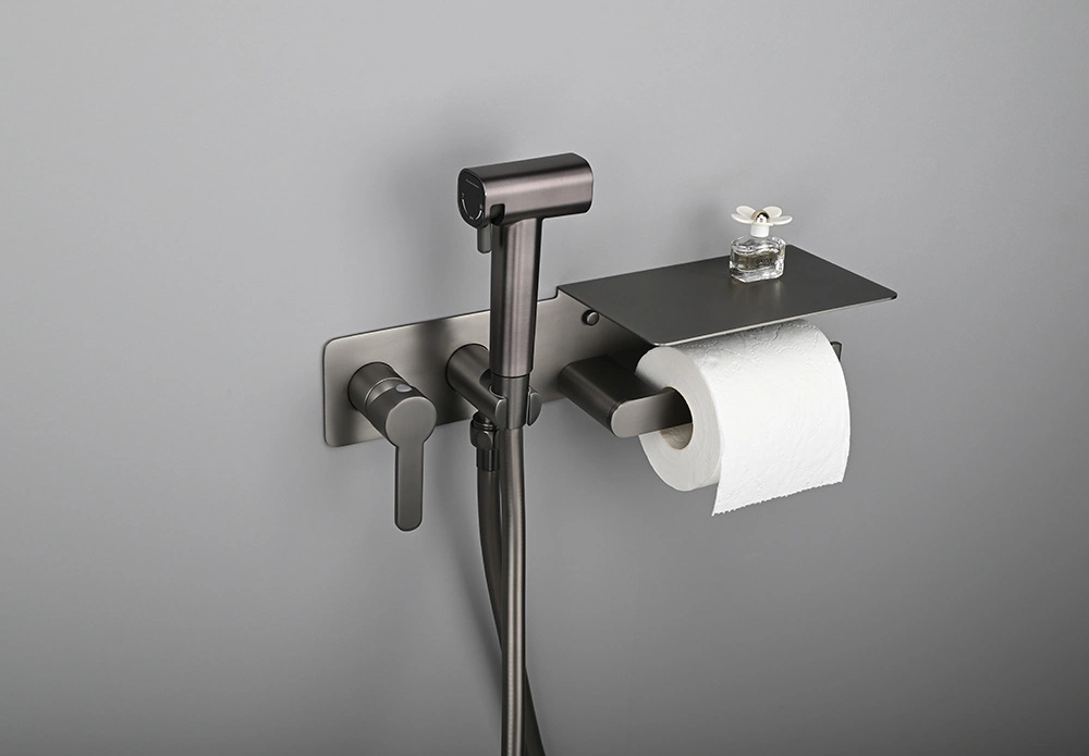 Factory Sale Various Single Handle Smart Wall Mounted Brass Toilet Bidet Bathroom Mixer Sprayer Faucet with Toilet Paper Holder